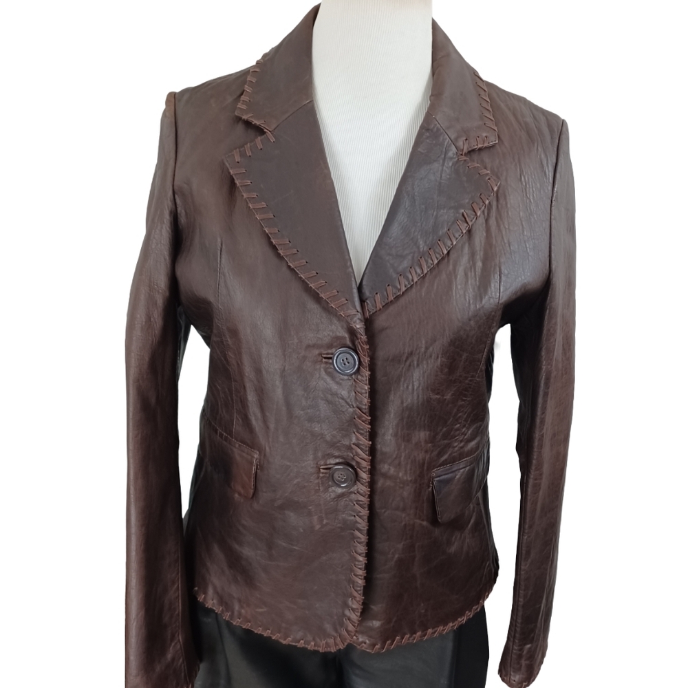 VINTAGE Y2K BLACK RIVET  LEATHER  BLAZER SIZE XL